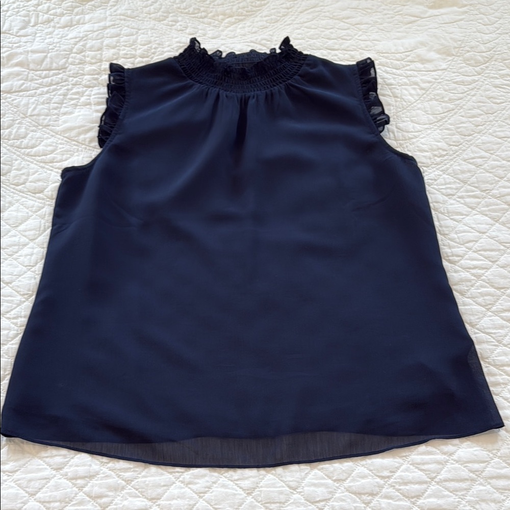 J. Crew Blue Sleeveless Ruffled Top